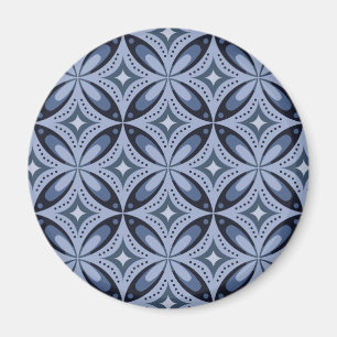 Blue Geometric Pattern Retro Style Magnet