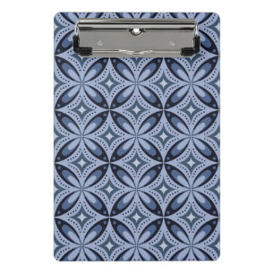 Blue Geometric Pattern Retro Style Mini Clipboard