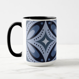 Blue Geometric Pattern Retro Style Mug