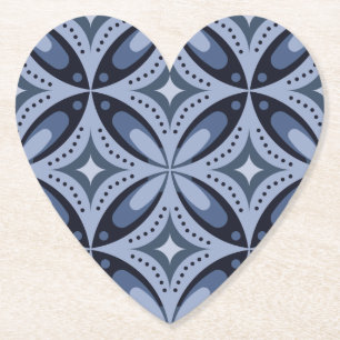 Blue Geometric Pattern Retro Style Paper Coaster