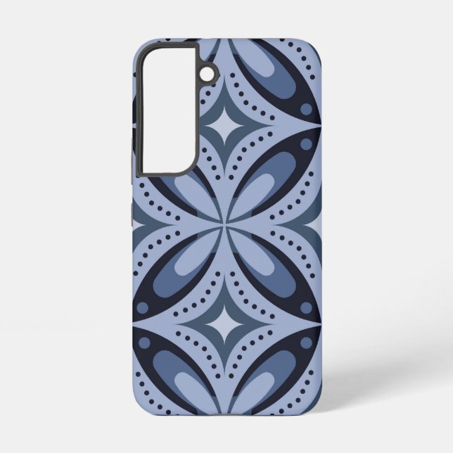 Blue Geometric Pattern Retro Style Samsung Galaxy S22 Case (Back)
