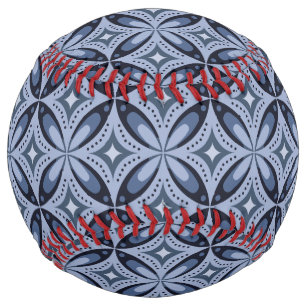 Blue Geometric Pattern Retro Style Softball