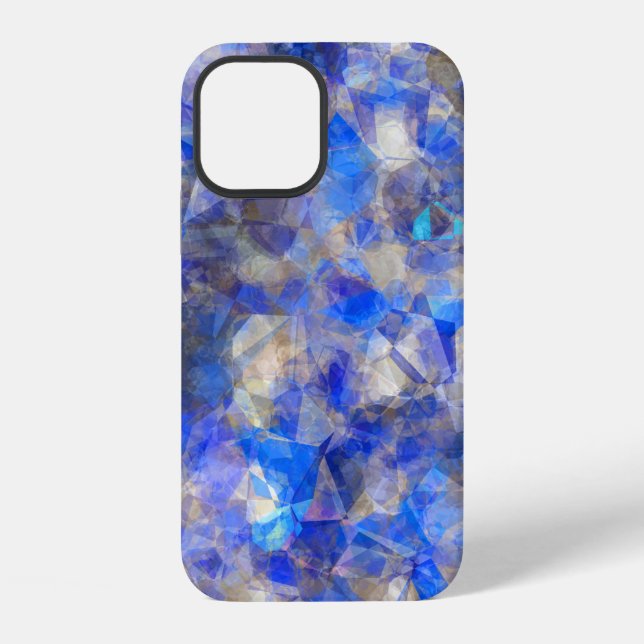 Blue Geometric Pattern Simulated Glass iPhone Case (Back)
