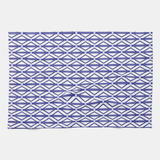 Blue geometric pattern tea towel