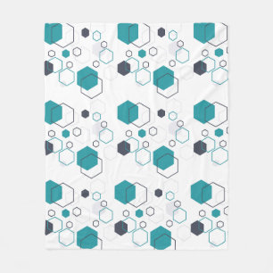 Blue geometric pattern with hexagon shapes fleece blanket