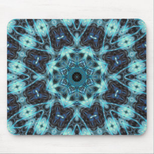 Blue Geometric Pattern with Radiant Glow Mouse Pad