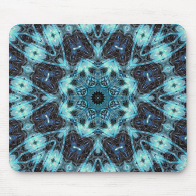 Blue Geometric Pattern with Radiant Glow Mouse Pad (Front)