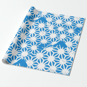 Blue geometric pattern wrapping paper
