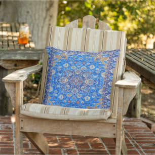 Blue Geometric Persian Turkish Kilim Patio Cushion