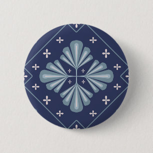 Blue Geometric shapes Pattern  6 Cm Round Badge