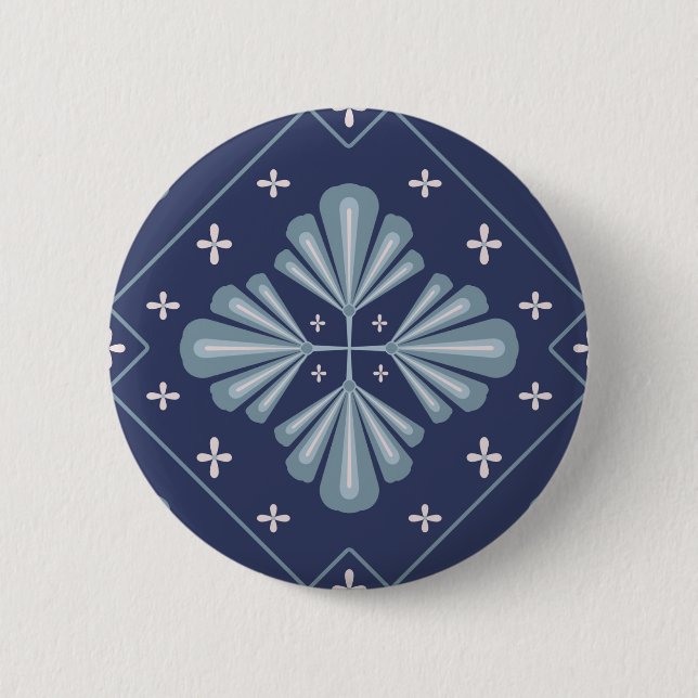 Blue Geometric shapes Pattern  6 Cm Round Badge (Front)