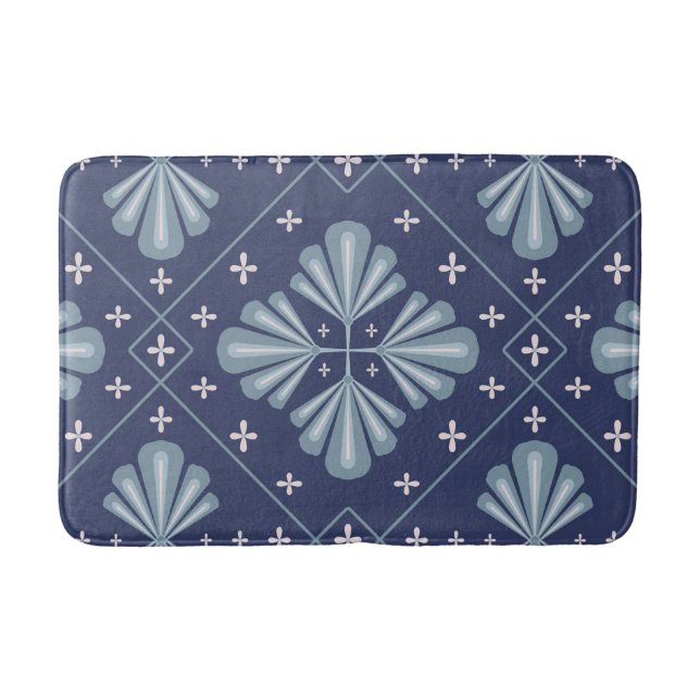 Blue Geometric shapes Pattern  Bath Mat (Front)