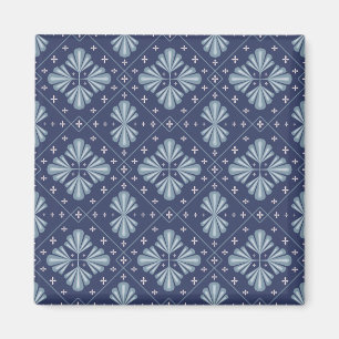 Blue Geometric shapes Pattern  Magnet