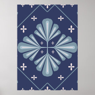 Blue Geometric shapes Pattern  Poster