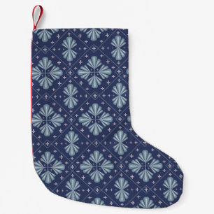 Blue Geometric shapes Pattern Small Christmas Stocking