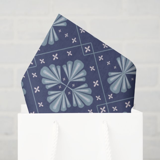 Blue Geometric shapes Pattern  Tissue Paper (Gift Bag)