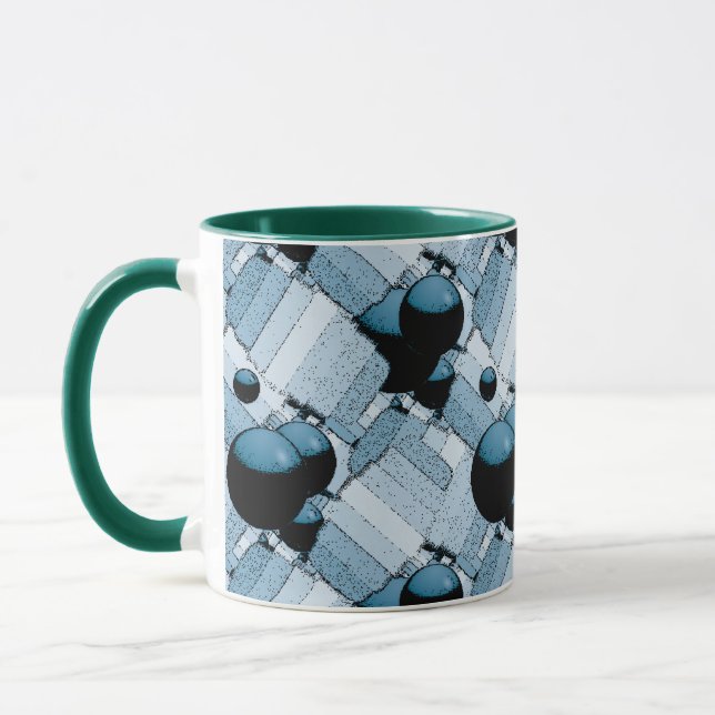 Blue Geometric Sphere Mug (Left)