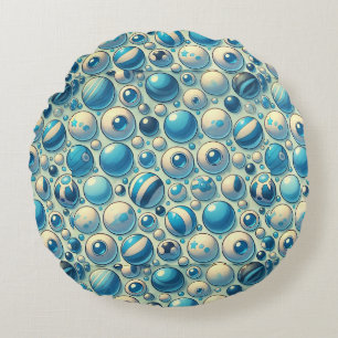 Blue Geometric Sphere Pattern Modern Decor 🔵 Round Cushion