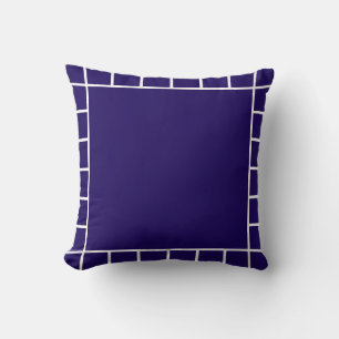 Blue geometric squares cushion