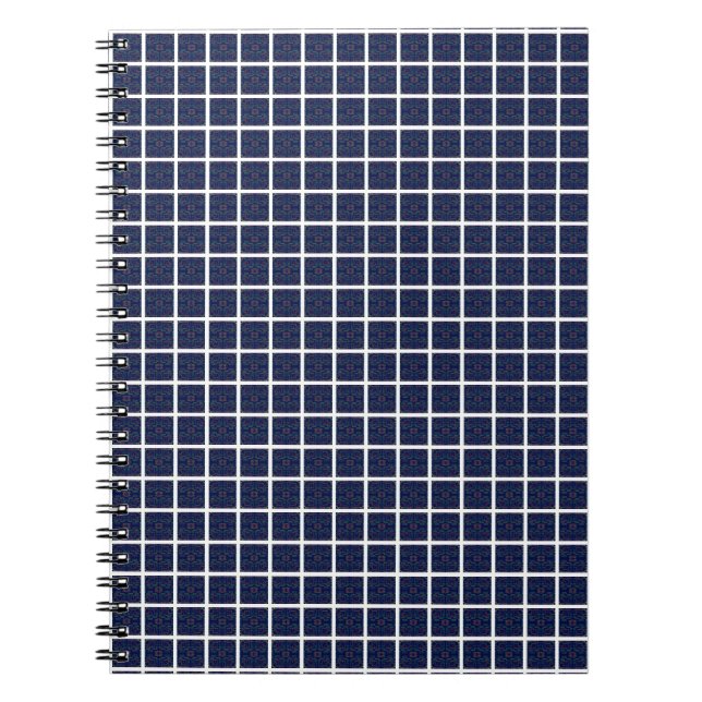 Blue Geometric Squares Spiral Photo Notebook (Front)