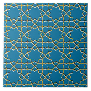Blue Geometric Star Pattern Tile