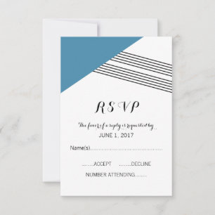 Blue Geometric Stripe Response Card