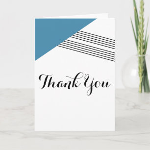 Blue Geometric Stripe Thank You Card