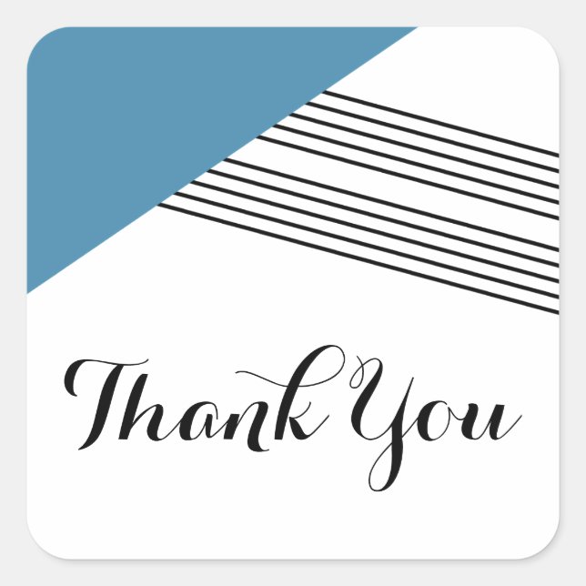 Blue Geometric Stripe Thank You Stickers (Front)