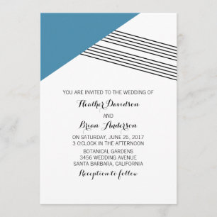 Blue Geometric Stripe Wedding Invite