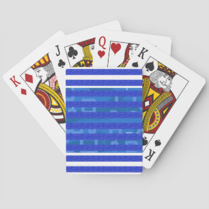 Blue Geometric Stripes Classic Playing Cards