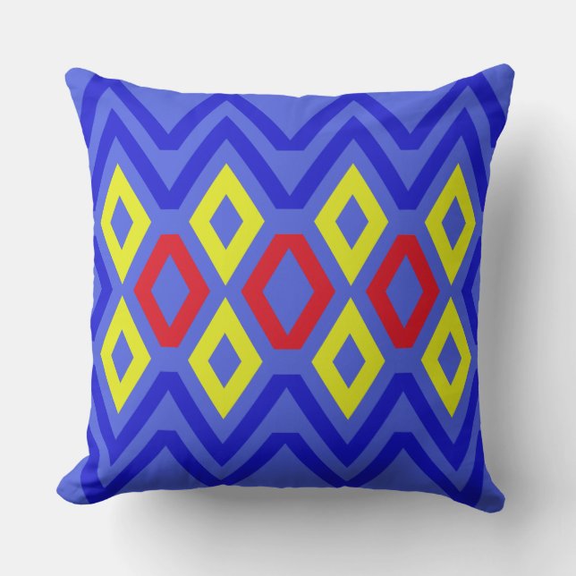 Blue Geometric Throw Pillow (Front)