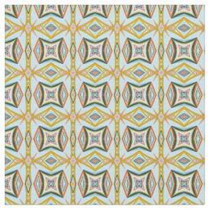 Blue Geometric Tile Pattern Fabric