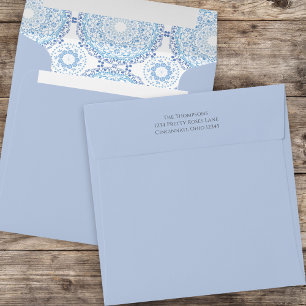 Blue Geometric Tile Pattern Wedding Envelope