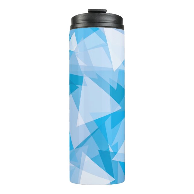 Blue Geometric Triangle Pattern Thermal Tumbler (Front)