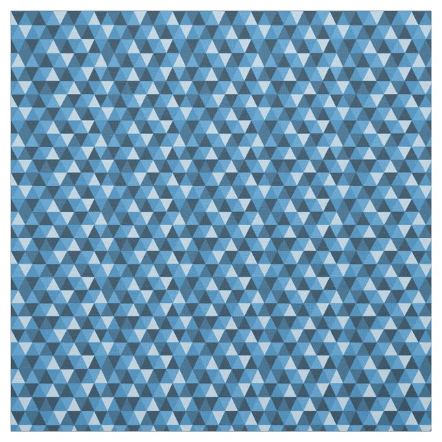Blue Geometric Triangles Pattern Fabric (Swatch)