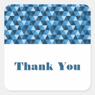 Blue Geometric Triangles Thank You Stickers