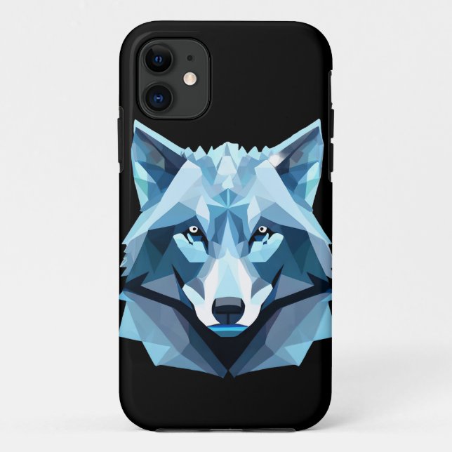 Blue Geometric Wolf Head Case-Mate iPhone Case (Back)