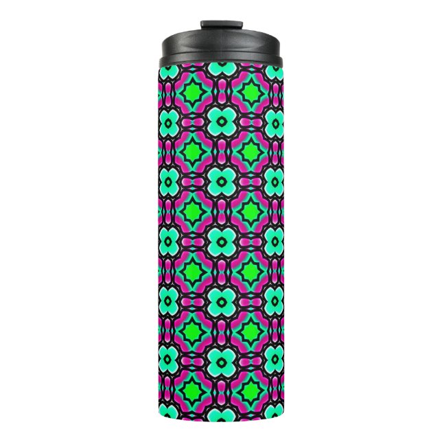 Blue geometrical painted seamless patternabstract, thermal tumbler (Front)