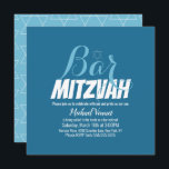 Blue Geometrical White Bar Mitzvah Invitation<br><div class="desc">Jewish Celebration Invitations- Bar Mitzvah Geometrical Invitations</div>