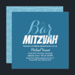 Blue Geometrical White Bar Mitzvah Invitation<br><div class="desc">Jewish Celebration Invitations- Bar Mitzvah Geometrical Invitations</div>