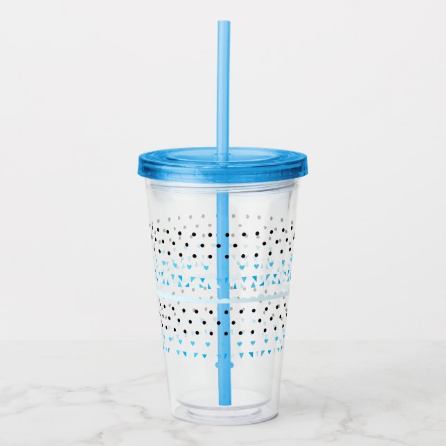 Blue Geometrics Acrylic Tumbler (Front)