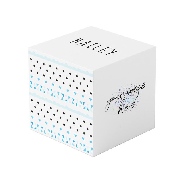 Blue Geometrics Cube (Front Angled)