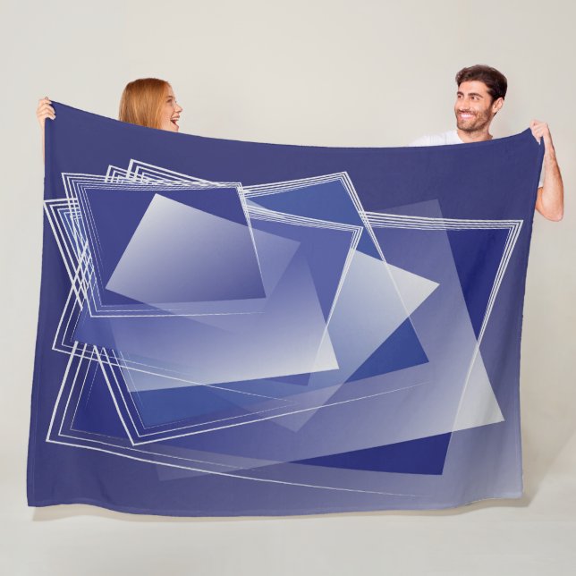 Blue geometry burst fleece blanket (In Situ)