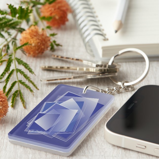 Blue geometry burst key ring (Front Right)