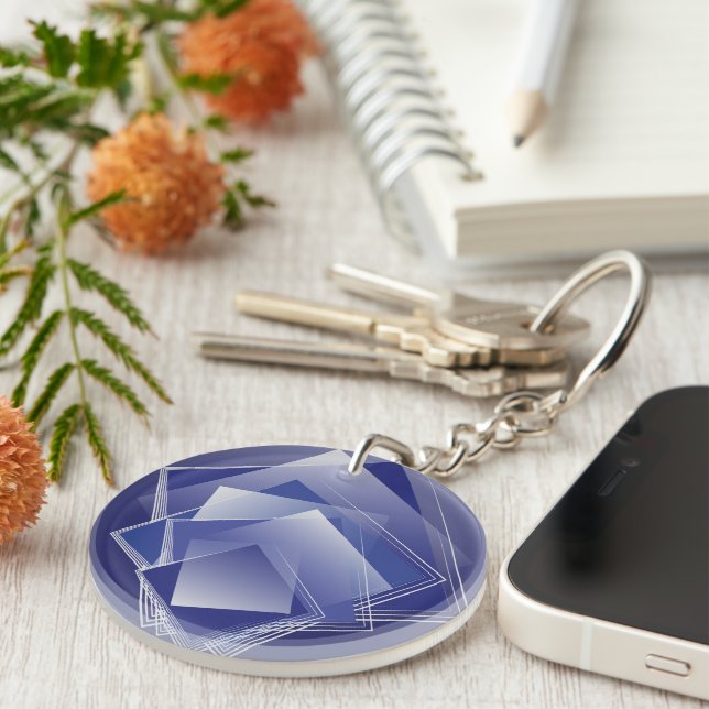 Blue geometry burst key ring (Front Right)