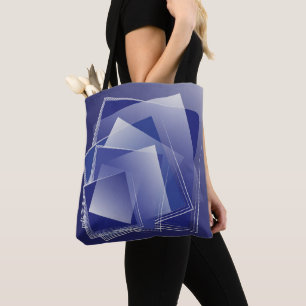 Blue geometry burst tote bag