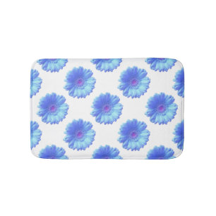 Blue gerbera daisy bath mat