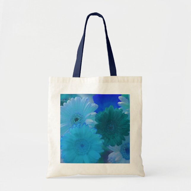 Blue Gerbera Daisy Flowers Art Tote Bag (Front)