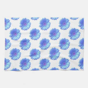 Blue gerbera daisy tea towel
