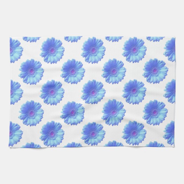 Blue gerbera daisy tea towel (Horizontal)